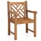 Teak Wood Patio Dining Chair with Cross Slatted Backrest and smooth Armrests